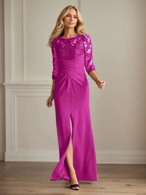Plum Sheath Lace Stretch Crepe Mother of the Bride Dress by Dreamylily