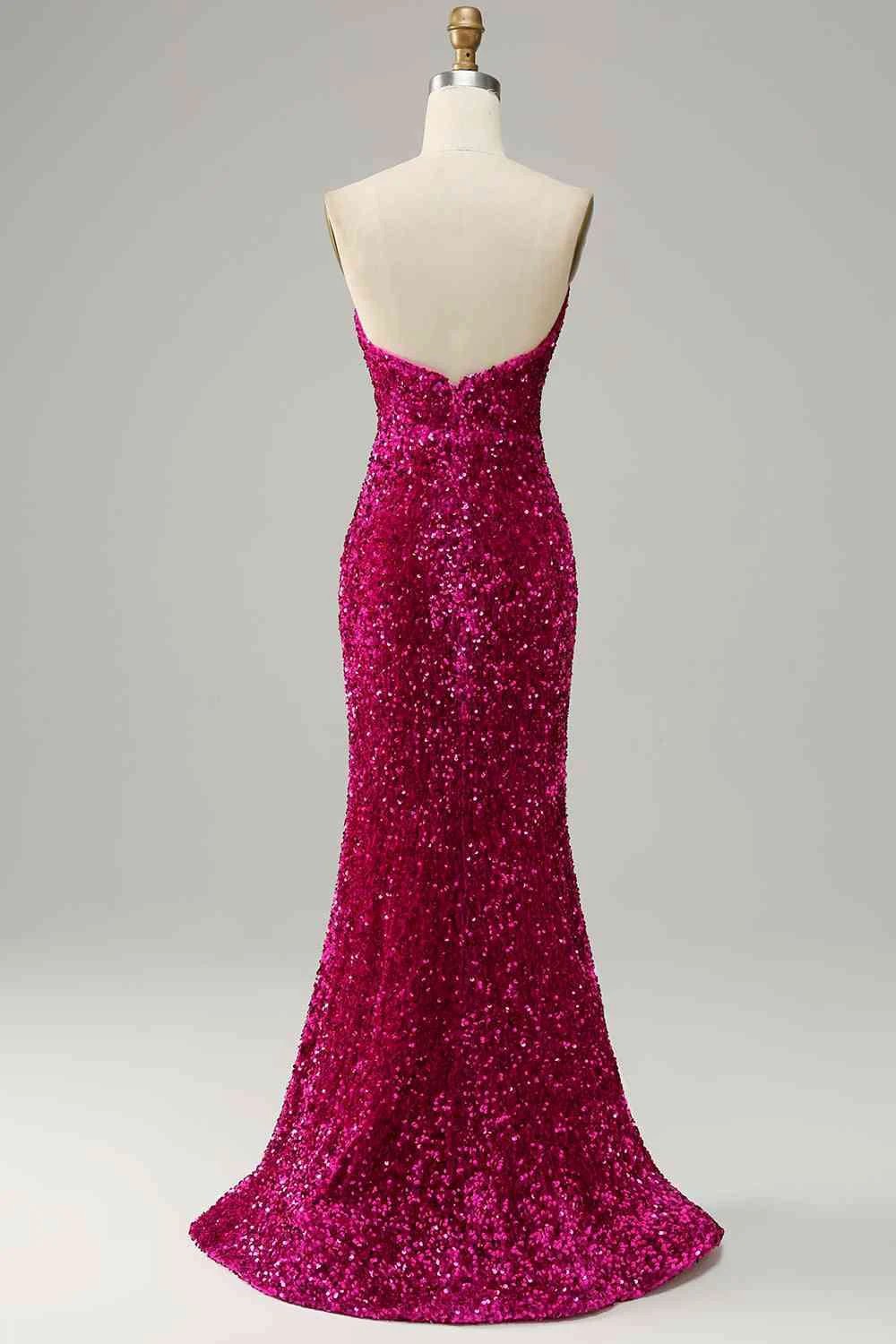 Strapless Sequin Prom Dress With Slit SYP112 by vivymakudress