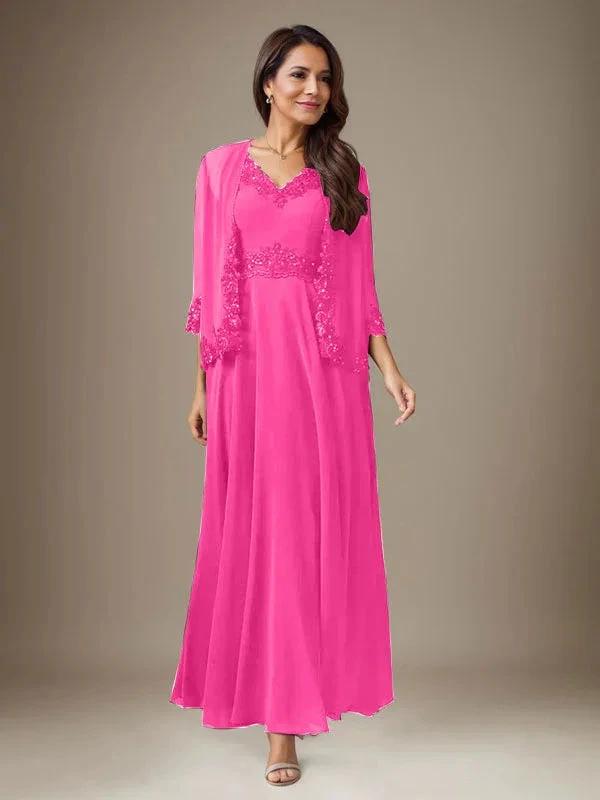 Plum A-Line Sequins Chiffon Dress by Dreamylily
