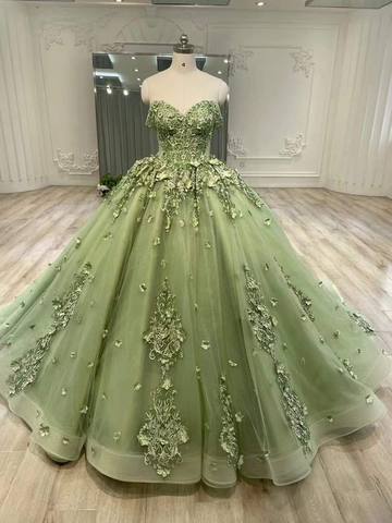 Vestidos de quinceañera para niñas, vestido de baile con apliques de tul y encaje, Y1922