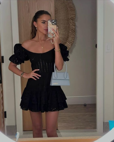 Modisches schwarzes A-Linien-Heimkehrkleid, schwarzes Cocktailkleid Y6994