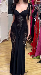 Sexy Black Lace Mermaid Evening Dress Long Prom Dress Y7821 by simplepromdress