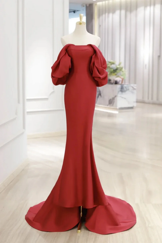 Charming Mermaid Satin Prom Dress Vintage Evening Dress Y4371
