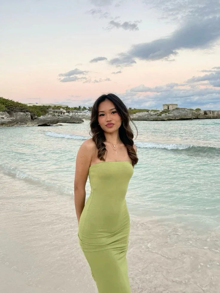 Sexy Strapless Sheath Green Parom Evening Dress Y8189 by simplepromdress