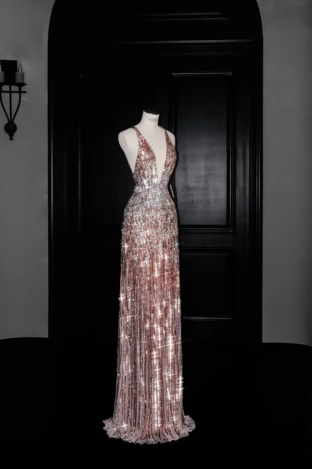Luxury Deep V Sequin Backless Long Evening Dress Formal Prom Dress Y8683 by simplepromdress