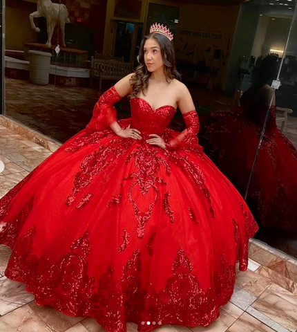 Vestido de quinceañera con escote corazón, estilo princesa, abullonado, color oro rosa, con apliques de cuentas, Y827