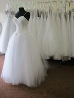 White Tulle Spaghetti Straps Wedding Dress with Sequins Beading Y1176 by simplepromdress