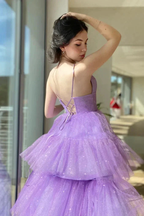 V Neck Purple High Low Prom Dresses Purple High Low Formal Homecoming Dresses Y1689 by simplepromdress