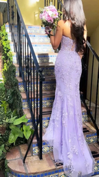 Purple Strapless Tulle Lace Appliques Evening Dress Mermaid Prom Dress Y7910 by simplepromdress