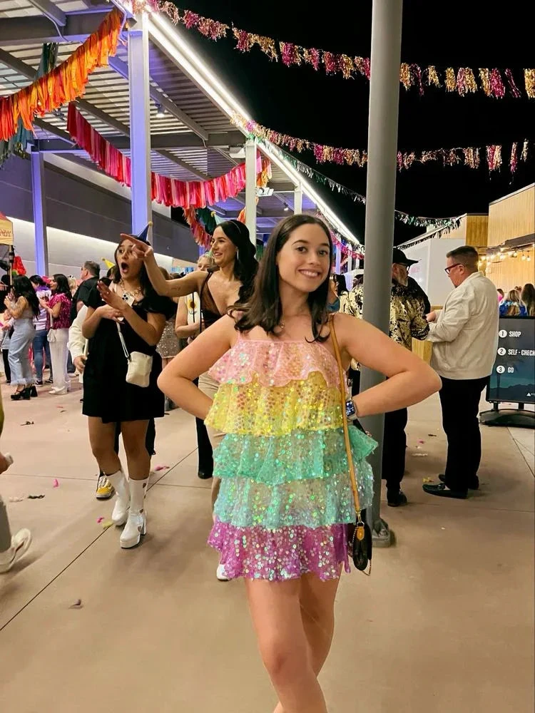 Women Shiny Sequin Sparkle Homecoming Dress Sleeveless Glitter Layered Rainbow Ruffle Dress Party Club Night Dress Y2475 by simplepromdress