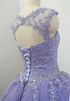 Gorgeous Cap Sleeves Lavender Ball Gown Quinceanera Dresses Lace Appliqued Sweet 16 Dress Y7341 by simplepromdress
