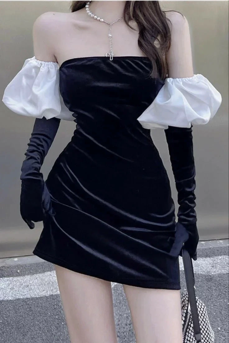 Sexy Black Strapless Homecoming Dress Black Party Dress Y2381 by simplepromdress