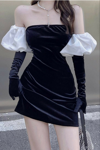 Sexy Black Strapless Homecoming Dress Black Party Dress Y2381