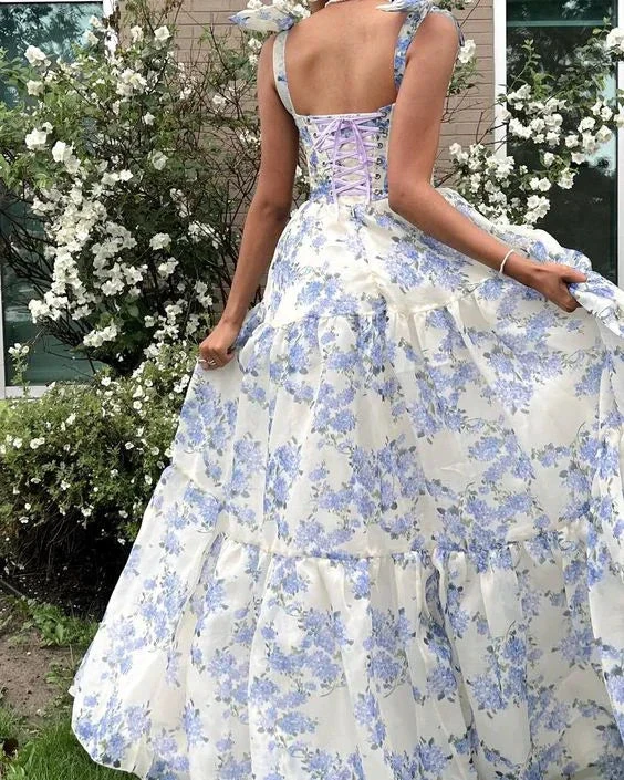 Special Floral Pattern Chiffon A-Line Prom Evening Dresses Y5824 by simplepromdress