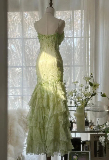 Gorgeous Green Mermaid Sweetheart Chiffon Beaded Layered Prom Dress Long Evening Dress Y8558 by simplepromdress