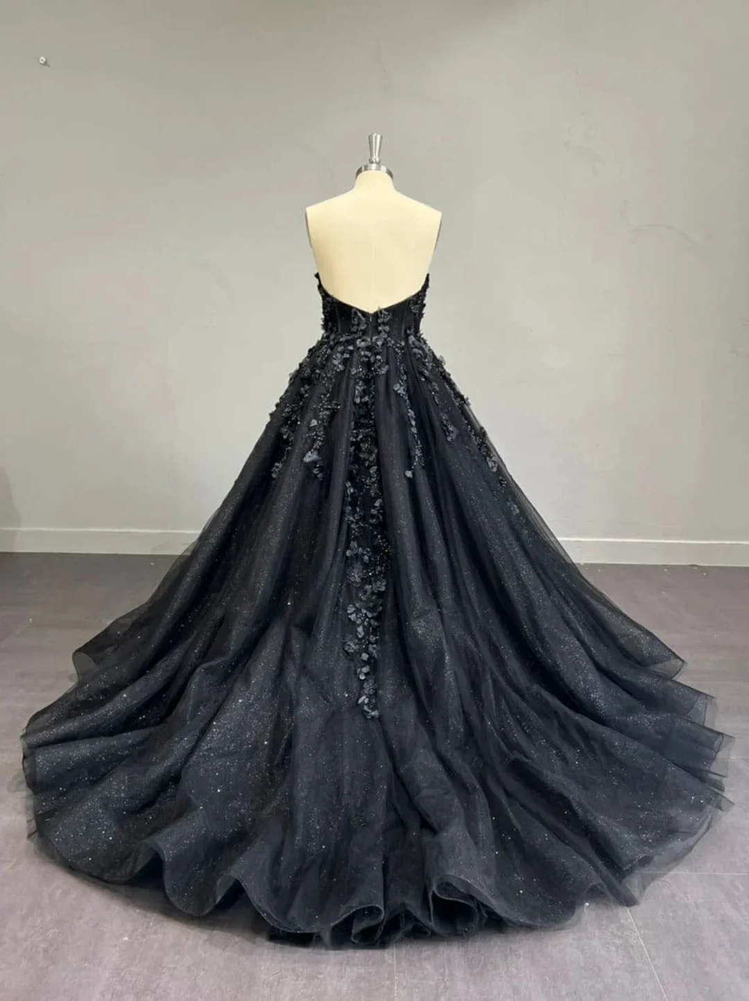 Stunning, Alternative Black Gown, Off The Shoulder Ball Gown Gothic Unconventional Wedding Dress,Y2477 by simplepromdress
