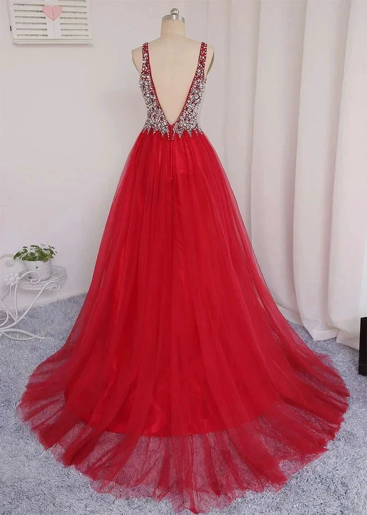 V Neckline Prom Dress Tulle Skirt Evening Dress Graduation Party Dress Formal Dress Dresses For Prom Special Occasion Dress Y792 by simplepromdress
