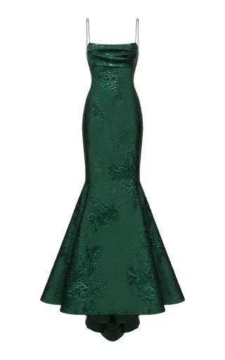 Emerald Green Spaghetti Straps Mermaid/Trumpet Prom Dress,Chic Evening Dress Y1800 by simplepromdress
