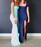 Elegant Blue Satin Spaghetti Straps Prom Dress Evening Dress Y8232 by simplepromdress