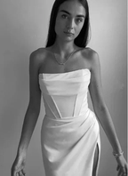 Classy White Strapless Slit Mermaid Evening Dress Long Prom Dress Y8417 by simplepromdress