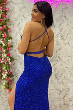 Sexy Royal Blue Sequin Mermaid Long Formal Gown,Backless Evening Dress Y1695 by simplepromdress