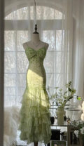 Gorgeous Green Mermaid Sweetheart Chiffon Beaded Layered Prom Dress Long Evening Dress Y8558 by simplepromdress