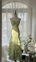 Gorgeous Green Mermaid Sweetheart Chiffon Beaded Layered Prom Dress Long Evening Dress Y8558 by simplepromdress