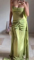 Unique Green Strapless Ruched Long Prom Dress Formal Evening Dress Y8505 by simplepromdress