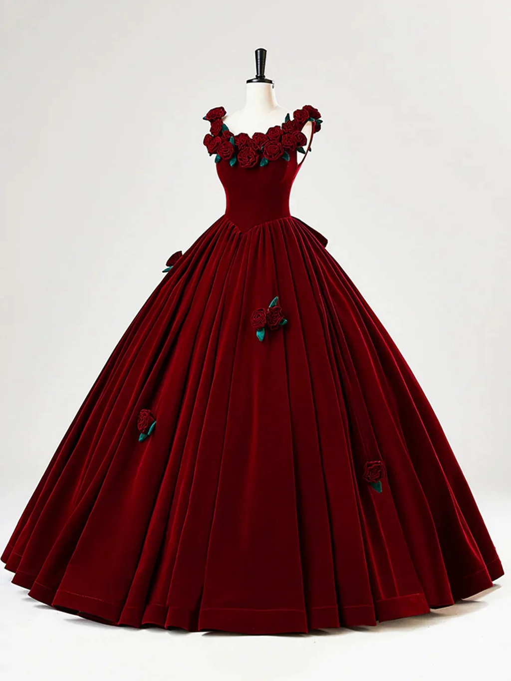 Beautiful Burgundy Velvet Quinceanera Dress Birthday Ball Gown With Rose Flowers Y7750 by simplepromdress