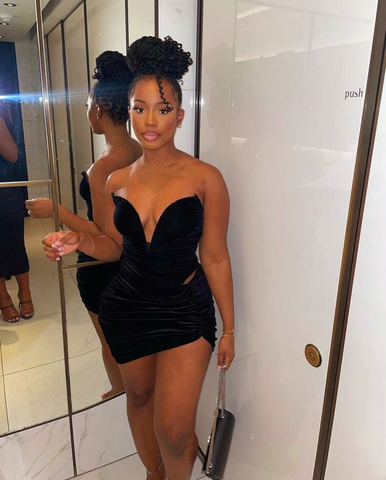 Sexy Deep V Neck Mini Homecoming Dress Black Cocktail Dress Y2219