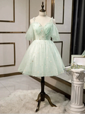 Simple Sweetheart Neck Tulle Short Dresses Puffy Green Homecoming Dresses Y2409 by simplepromdress