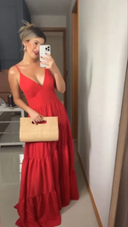 Charming Red A-line V Neck Long Evening Dress Y5925 by simplepromdress