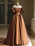 Satin Bridal Dress,Off Shoulder Wedding Dress, Vintage Wedding Dress Y4963 by simplepromdress