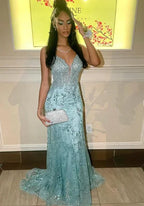 Charming Spaghetti Straps Lace Appliques Evening Dress Mermaid Prom Dress Y7921 by simplepromdress