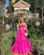 Hot Pink Formal Occasion Dress Sweetheart Long Party Dress Tiered Sleeveless Sexy Evening Dress Y6183 by simplepromdress