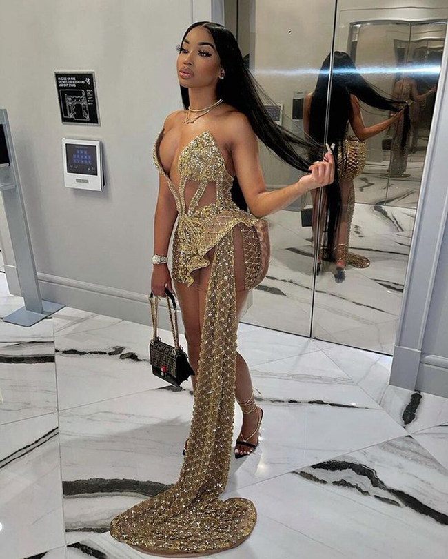 Glitter Sleeveless Gold Sequin Girls African Short Homecoming Dresses Y548 Hover Image