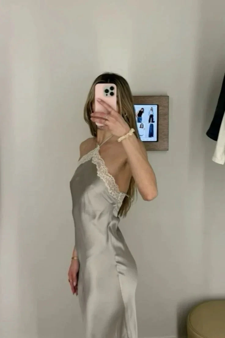 Sexy Halter Satin Lace Party Evening Dress Y8169 by simplepromdress
