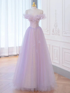 A-Line Purple Off Shoulder Long Prom Dress, Purple Formal Evening Dresses Y1783 by simplepromdress