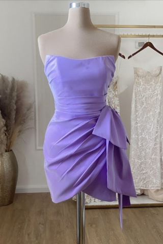 Cute Lavender Satin Homecoming Dress Lavender Mini Homecoming Dress Y3093