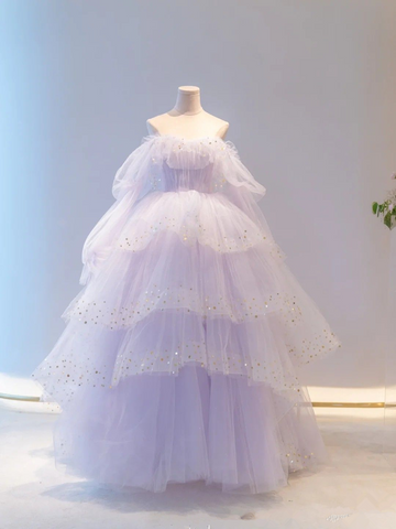 Sparkly Prom Dresses Purple Prom Dresses Robes Cocktail Off The Shoulder Prom Dresses Long Sleeve Prom DressesY2408