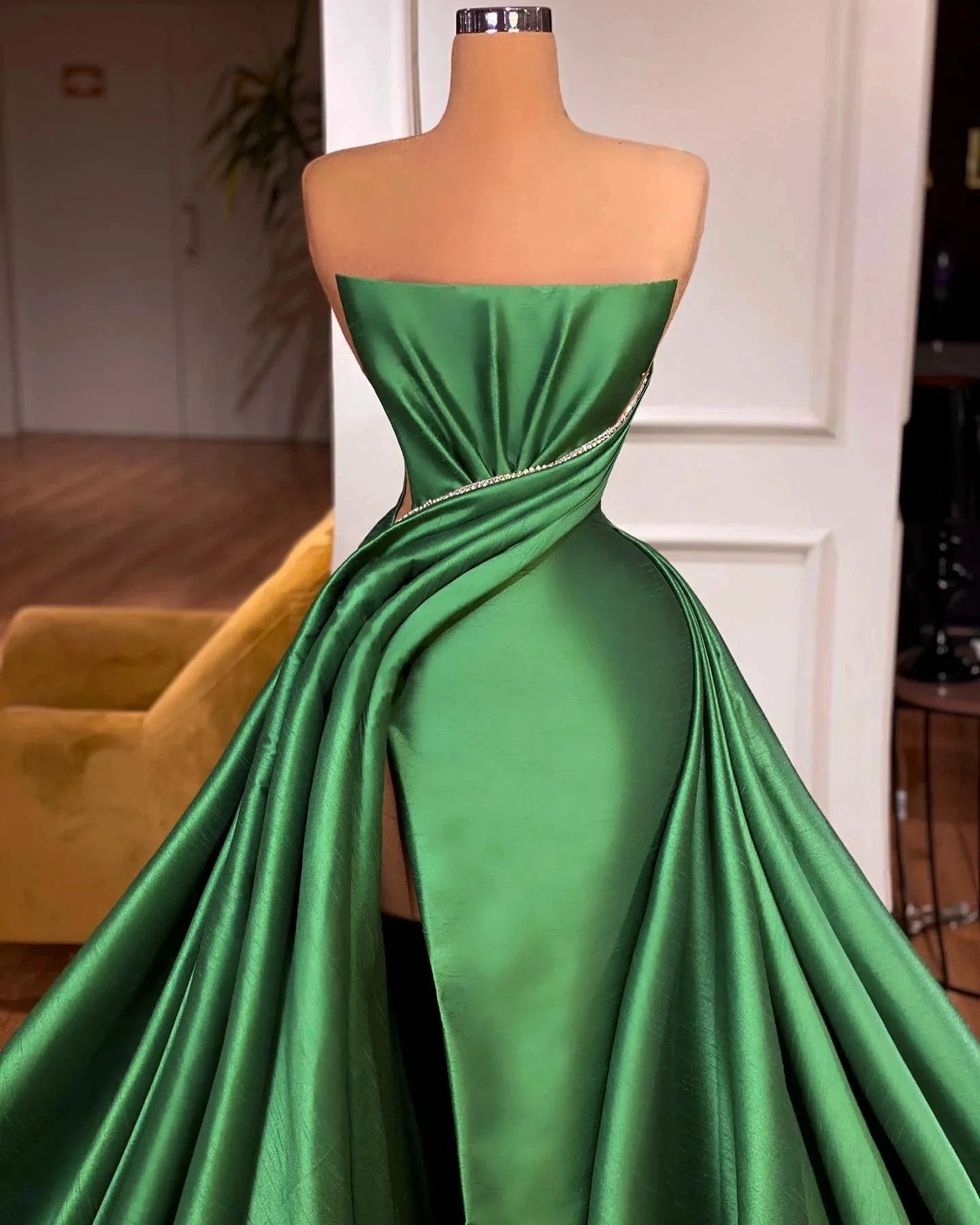 Glamorous Long A-line Strapless Split Front Sleeveless Prom Dress by misshow.com