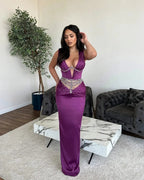 Glamorous Long Mermaid V-neck Rhinestones Sleeveless Prom Dress by misshow.com