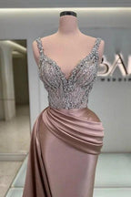 Glamorous Long Mermaid V-neck Sleeveless Jewel Prom Dress by misshow.com
