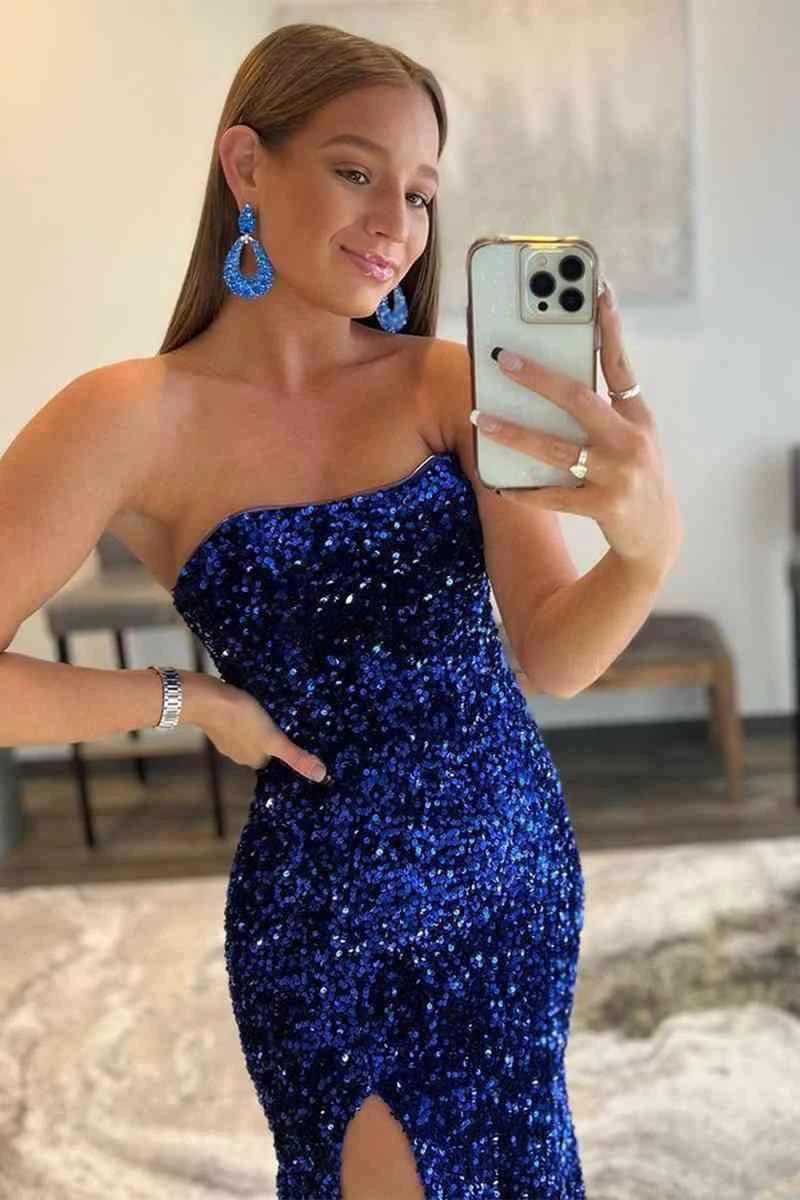 Sparkly Glitter Prom Dresses with Slit SYP82 by vivymakudress