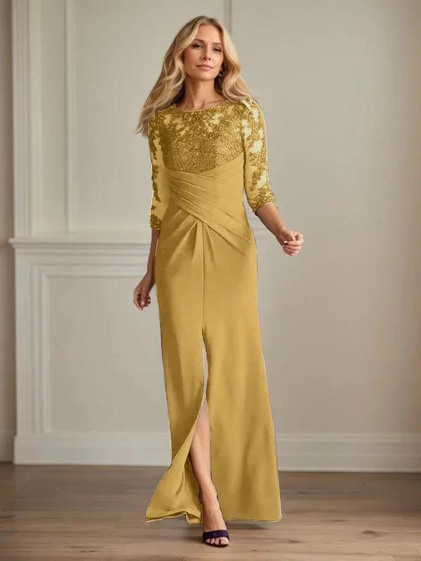 Plum Sheath Lace Stretch Crepe Mother of the Bride Dress by Dreamylily