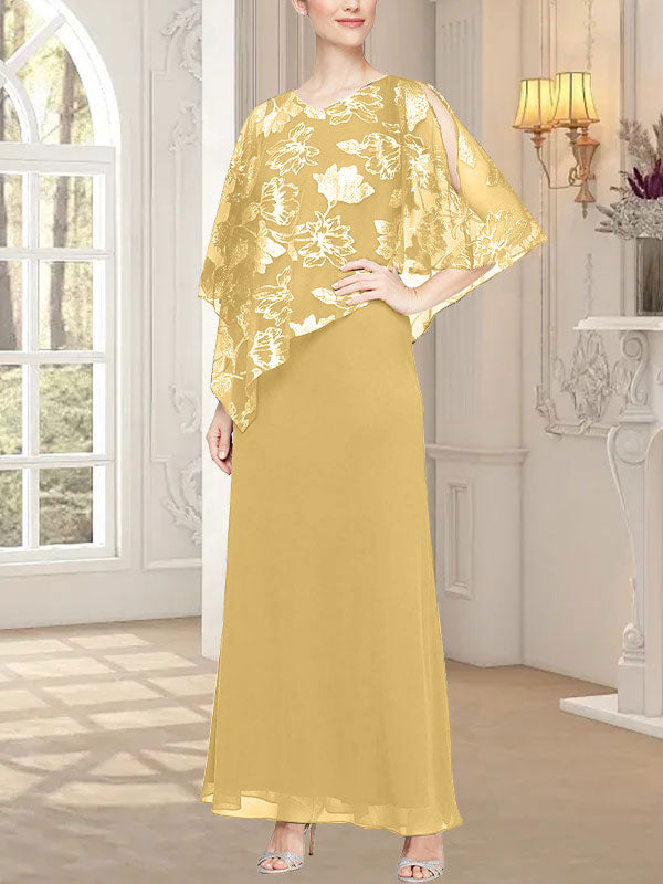 Long Glitter Mesh Dress with Novelty Asymmetric Overlay Bodice