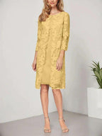 A-line Scoop Knee-Length Chiffon Lace Mother of the Bride Dress With Jacket by Dreamylily
