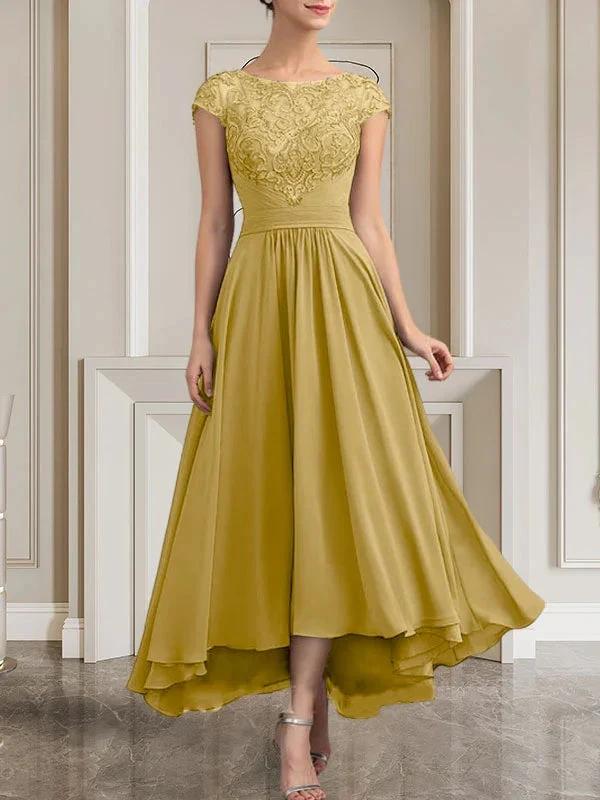 A-line Scoop Floor-Length Lace Chiffon Mother of the Bride Dress With Sequins by Dreamylily