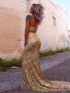Yellow Prom Dress Two-Pieces Sequin Prom Dresses SYP94 by vivymakudress