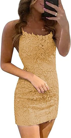 Short Column Blue Lace Spaghetti Straps Sleeveless Prom Dresses